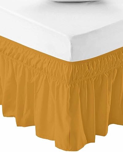 RisQiten Pure Turmeric Cal King Bed Skirt 16 Inch Drop