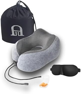 HA Travel Neck Pillow with Eye Mask and Earplugs