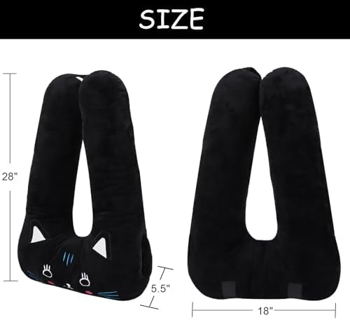 Kids Car Travel Pillow with Hand Muff and Black Cat Design