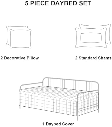 Feyocn 5-Piece Daybed Bedding Set - Geometric Print Comforter Shams