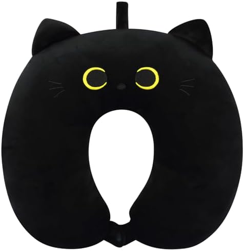 Kids Travel Pillow with Black Cat Design