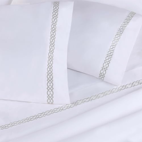 BLUENILEMILLS Egyptian Cotton Embroidered Pillowcase Set 2 Pack