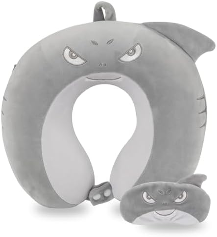 Shark Travel Pillow Kids with Eye Mask Memory Foam