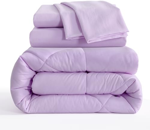 NTBAY Light Purple Twin Bed in a Bag Set