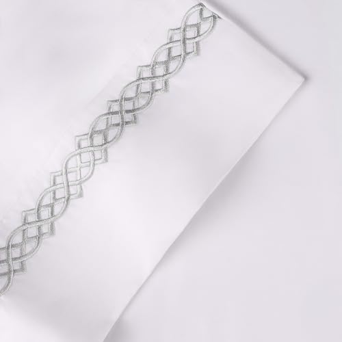 BLUENILEMILLS Egyptian Cotton Embroidered Pillowcase Set 2 Pack