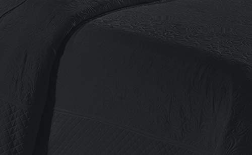 Kids Zone Home Collection 3 Piece Full Queen Embossed Black Coverlet Bedspread