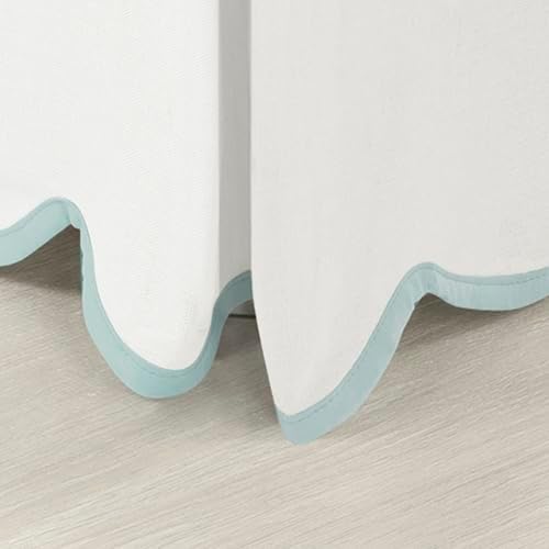 Coastal Chic Scallop Edge Linen Bed Skirt BlueWhite Queen