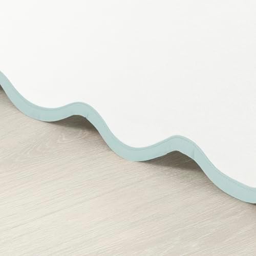 Coastal Chic Scallop Edge Linen Bed Skirt BlueWhite Queen