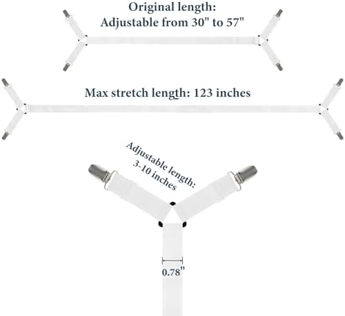 Consss Bed Sheet Straps 2PCS White Adjustable Durable
