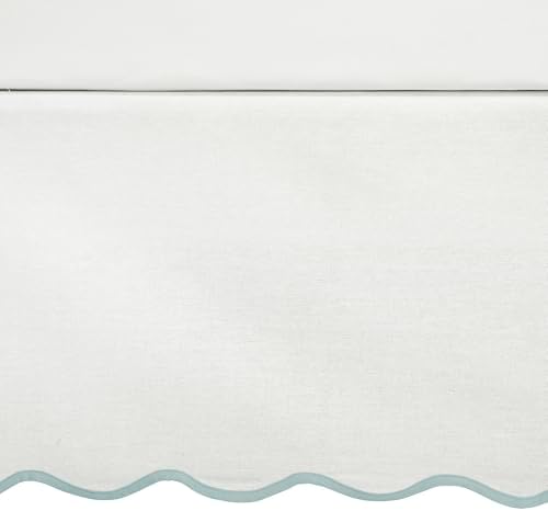 Coastal Chic Scallop Edge Linen Bed Skirt BlueWhite Queen