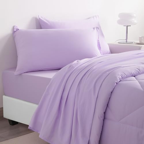 NTBAY Light Purple Twin Bed in a Bag Set
