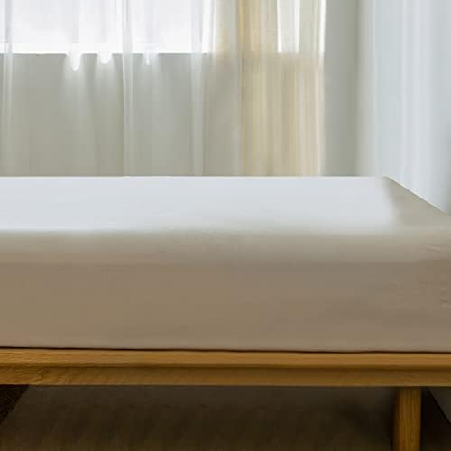 MooMee Cream Grey Fitted Sheet Queen 100 Washed Cotton