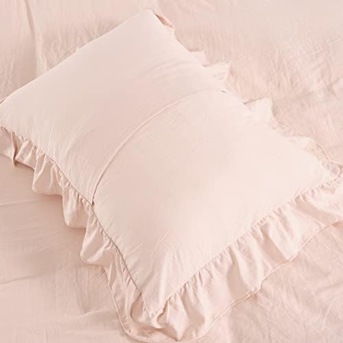 CAROMIO Pink Ruffle Duvet Cover Set 2PCS Twin