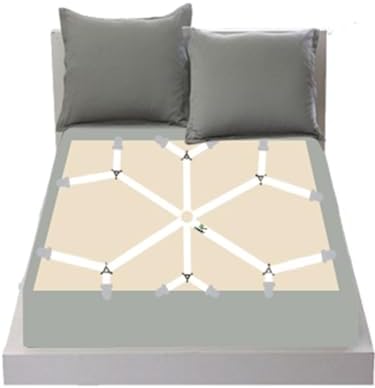 Adjustable Elastic Sheet Straps with Metal Clips 3 Way White