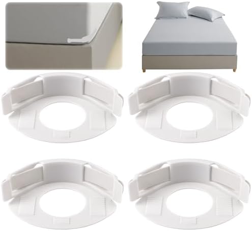 Antetek Lock Sheet Holders - White Bed Sheet Clips Corner Locks