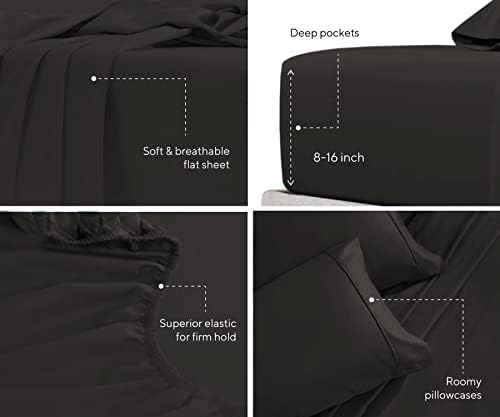 Pieridae Twin XL Sheets Set - 3 Piece Black Ultra Soft