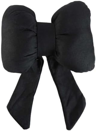 Linen Bow Car Headrest Pillow for Adults and Kids Black