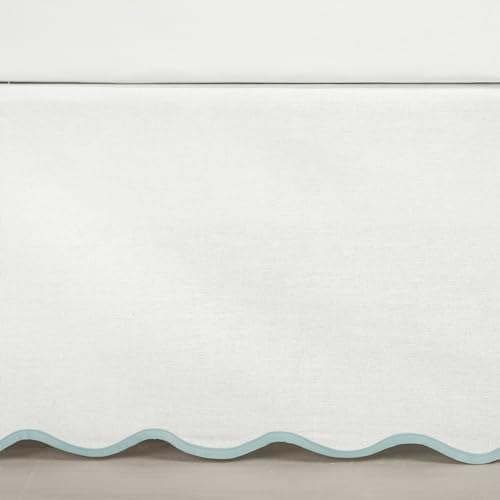 Coastal Chic Scallop Edge Linen Bed Skirt BlueWhite Queen