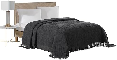 Beatrice Home Fashions Medallion Chenille Bedspread Full Charcoal