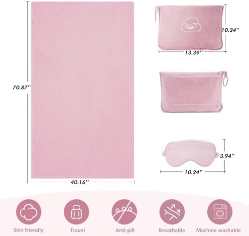 Enzolve Travel Blanket with Bag - Ultra Soft 65x40 in 3-in-1 Set