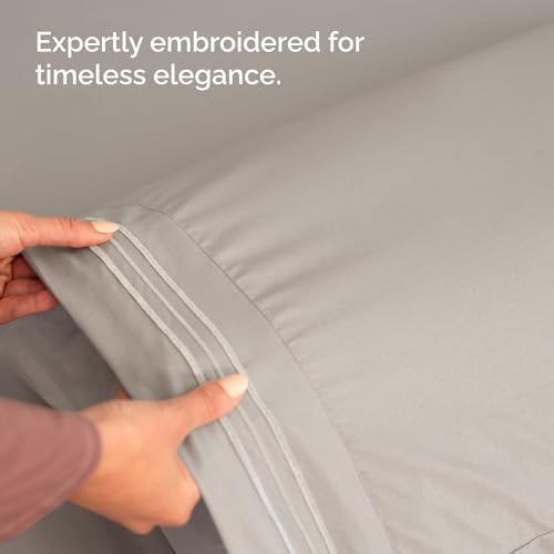 Wrap Around Dust Ruffle Bed Skirt 2 Pillowcases Bundle - Light Grey 1