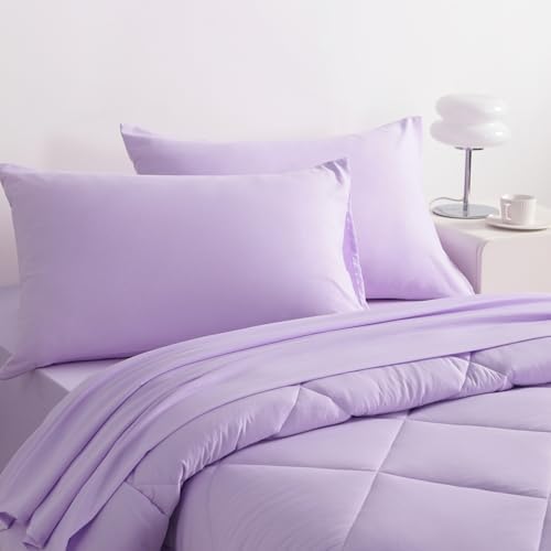 NTBAY Light Purple Twin Bed in a Bag Set