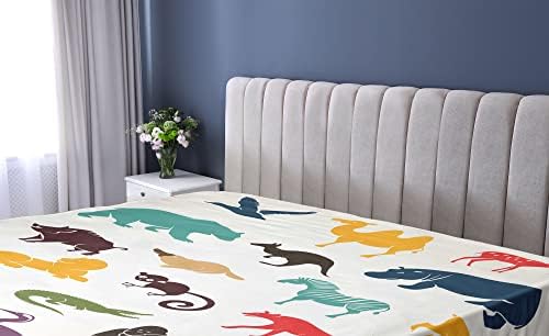 Ambesonne Zoo Fitted Sheet - Cartoon Animal Print Twin Size