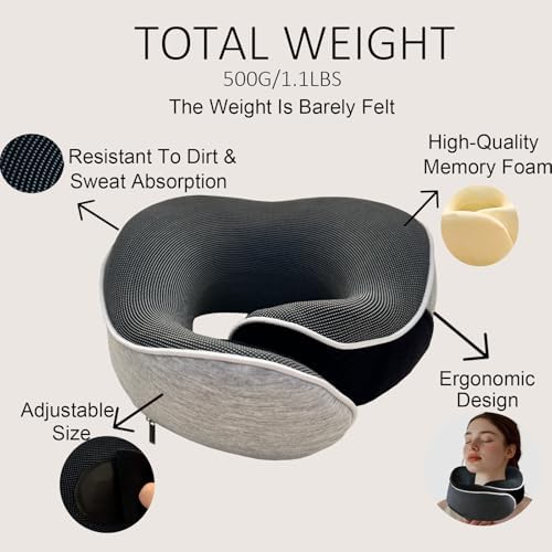 Pixxis Neck Travel Pillow Memory Foam for Airplane Home Use