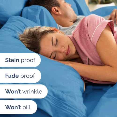 Wrap Around Dust Ruffle Bed Skirt 2 Pillowcases Bundle in Denim Blue