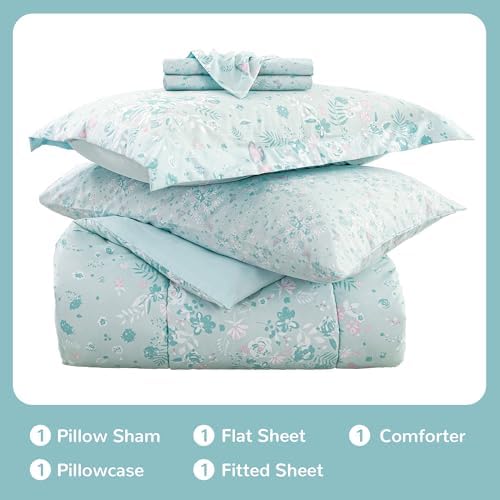 Viviland Twin Butterfly Comforter Set - Pale Green Kids Bedding 5 Piece Set