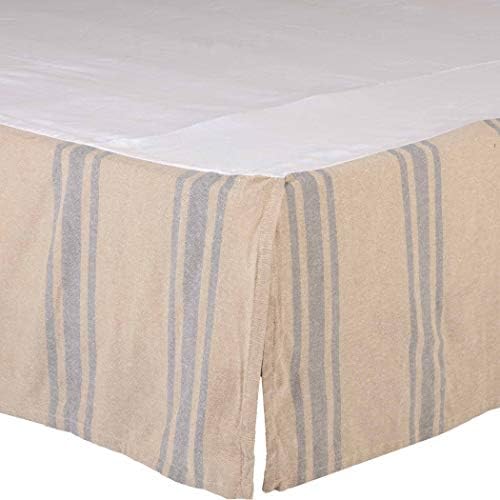 VHC Brands Dust Ruffle Pillowcase Tan Grey Chambray