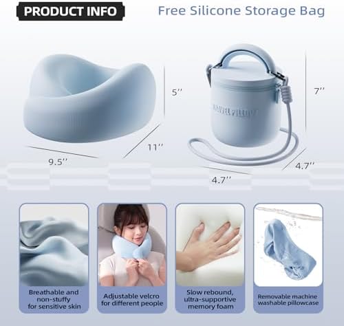 EVERY THINK Travel Pillow with 360 Support and Detachable Strap