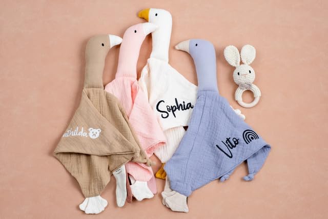 Custom Cotton Muslin Baby Blanket with Cute Goose Design