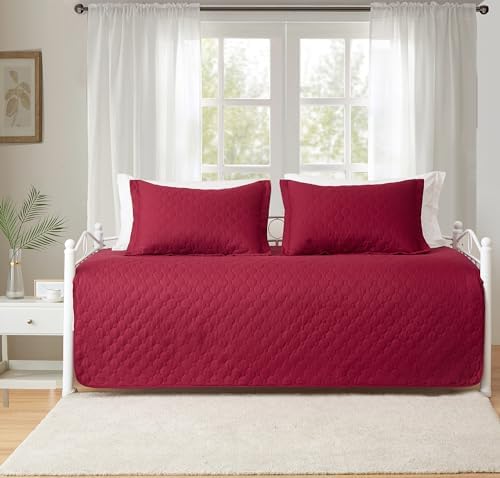 Hailea 3-Piece Burgundy Daybed Cover Set Twin Size