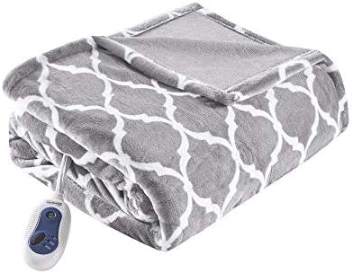 Beautyrest Ogee Printed Plush Electric Throw Blanket