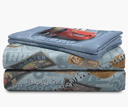 Jay Franco Disney Pixar Cars Tune Up Blue Gray 4 Piece Sheet Set