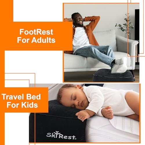 Skyrest Inflatable Travel Foot Rest Pillow - Black