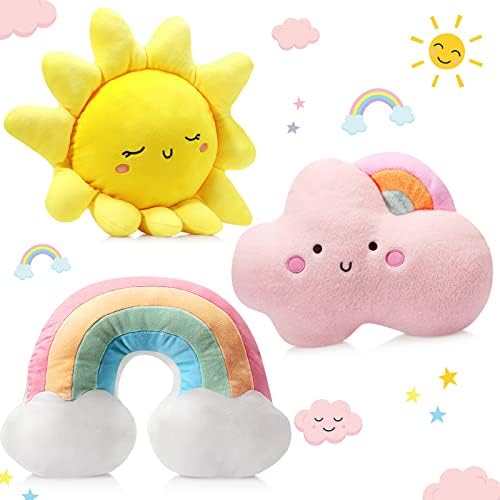 Queekay 3 Pcs Moon Star Cloud Plush Pillows