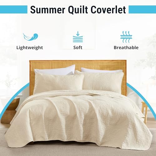 HLCME Lorenzo - 3 Piece Quilt Set Full Queen Size Beige