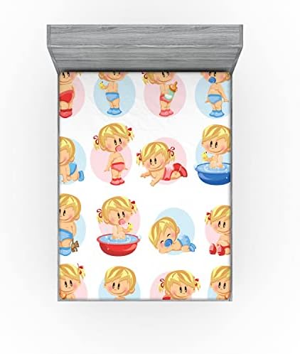 Ambesonne Cartoon Fitted Sheet Multicolor California King