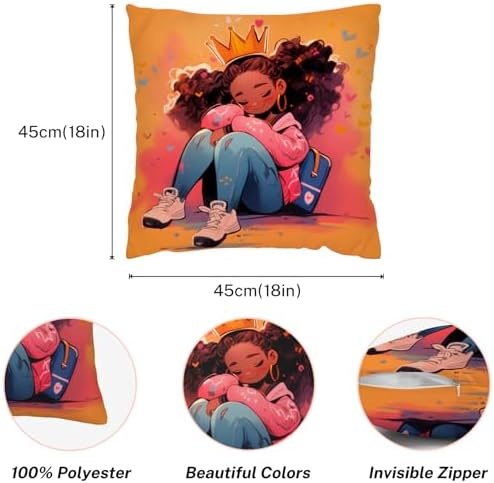 SARA NELL Black Princess Pillowcase 18x18 Inch