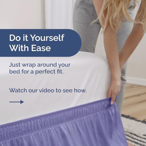 CGK Unlimited Wrap Around Dust Ruffle Bed Skirt 2 Pillowcases Bundle - Lavender 1