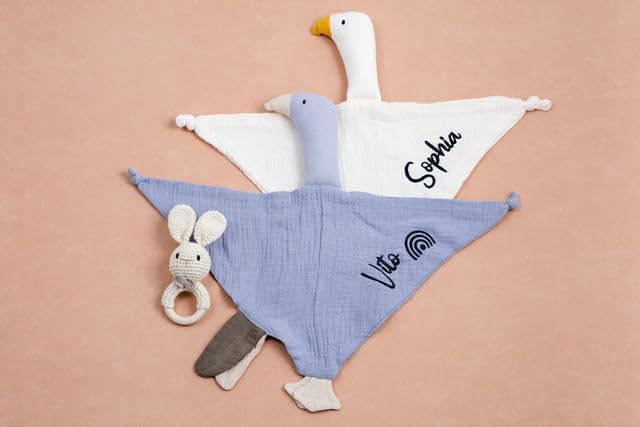 Custom Cotton Muslin Baby Blanket with Cute Goose Design