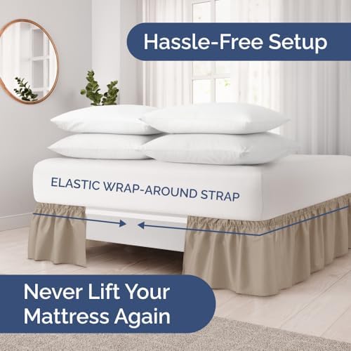 CGK Unlimited Wrap Around Dust Ruffle Bed Skirt 2 Pillowcases - Cream