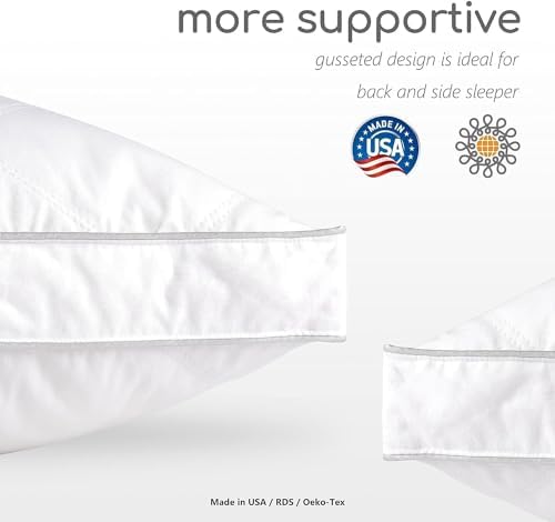 Dreamhood Goose Feather Down Pillow Set of 2 - Made in USA
