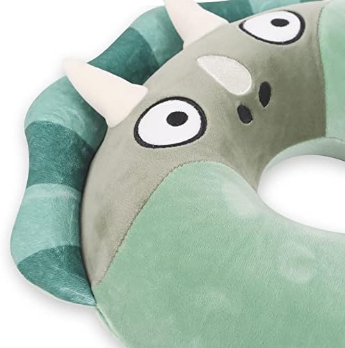 Sexysamba Cartoon Headrest Pillow for Kids with Sleep Eye Mask - Green Triceratops