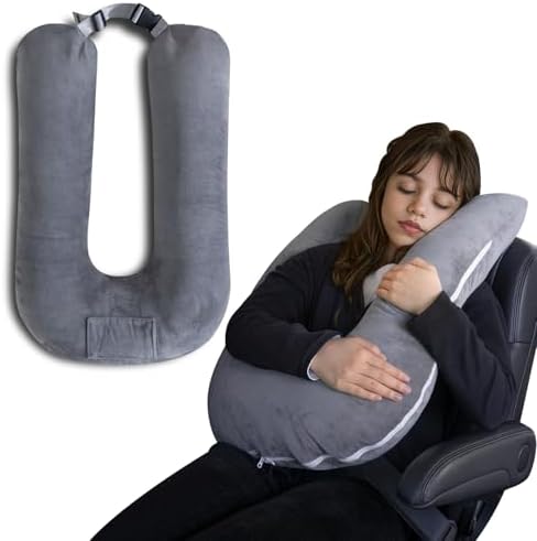 QUEEN ROSE Travel Pillow with Adjustable Strap and Velvet Cover