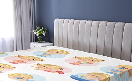 Ambesonne Cartoon Fitted Sheet Multicolor California King
