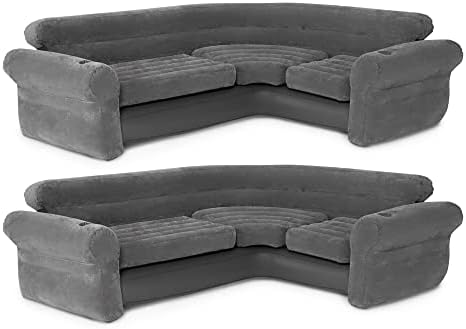 Intex Inflatable Corner Sofa L-Shaped 2 Pack Gray