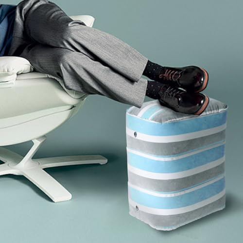 Baiao Inflatable Travel Foot Rest Pillow for Kids Adults Blue